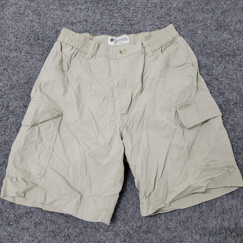 Columbia Cargo Shorts Womens Size 4 Tan Khaki Cotton Elastic Waist Hiking AL4094